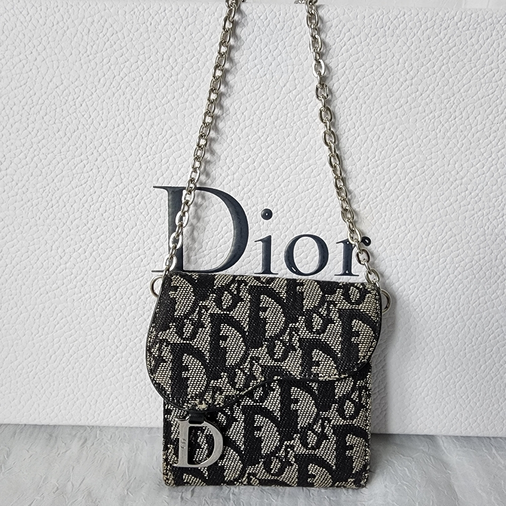 Auth Dior Oblique Trotter Saddle Lotus Wallet